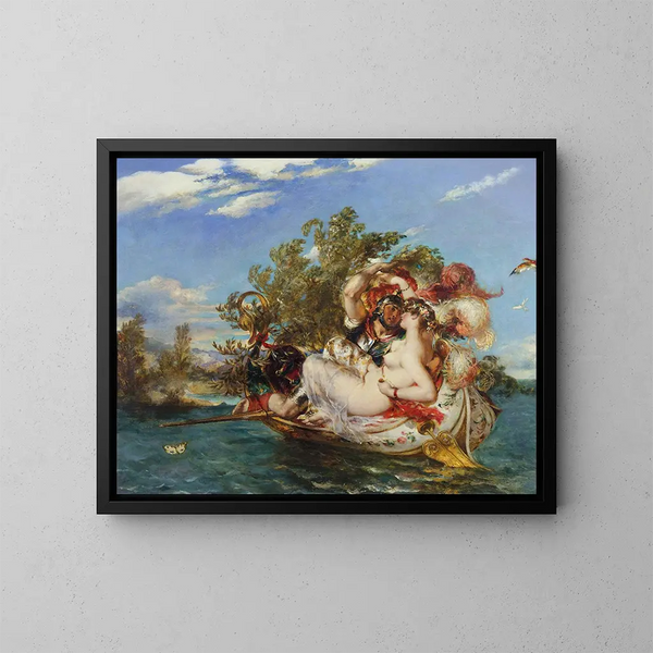 Phaedria og Cymochles - William Etty — indrammet kunstværk på væggen
