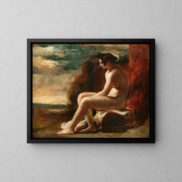 et siddende nøglet Maleri i et landskab - William Etty — indrammet kunstværk på væggen
