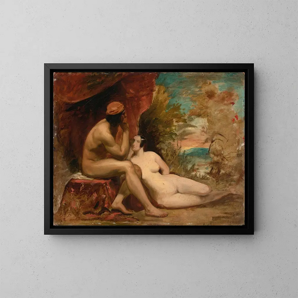 Studie for en familie i skovene - William Etty — indrammet kunstværk på væggen