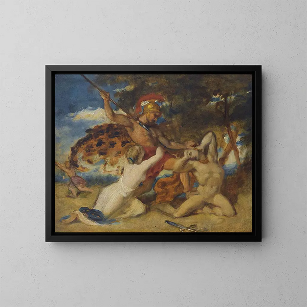 Studie for den kampdygtige kvinde, der taler for de besejrede - William Etty — indrammet kunstværk på væggen