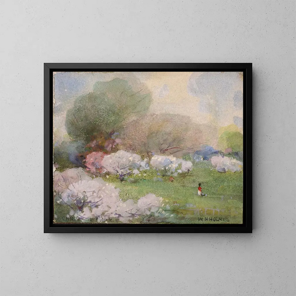 kirsebærblomster - William Henry Holmes — indrammet kunstværk på væggen