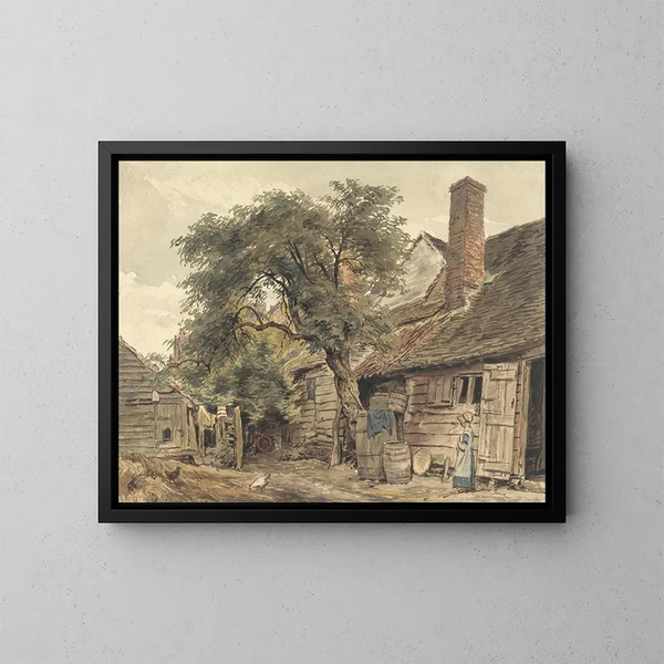 Le jardin d'un cottage - William Henry Hunt — indrammet kunstværk på væggen