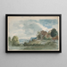 Cottages dans un paysage étendu - William Henry Hunt — indrammet kunstværk på væggen