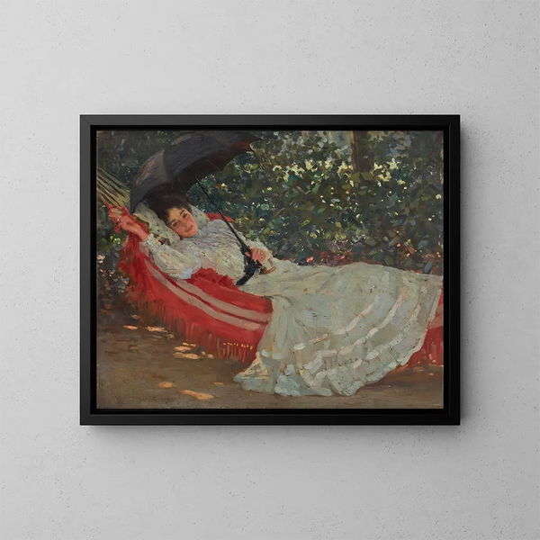 Le hamac rouge - William Henry Margetson — indrammet kunstværk på væggen