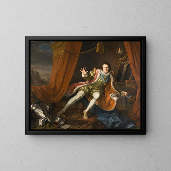 David Garrick i Richard III - William Hogarth — indrammet kunstværk på væggen