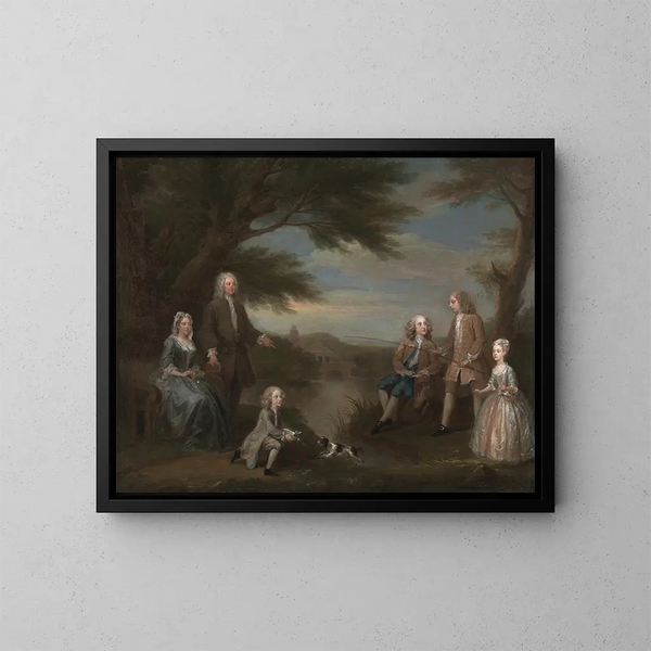 John og Elizabeth Jeffreys og deres børn - William Hogarth — indrammet kunstværk på væggen