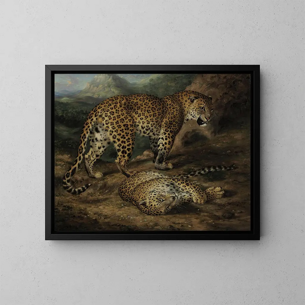 To leoparder - William Huggins — indrammet kunstværk på væggen