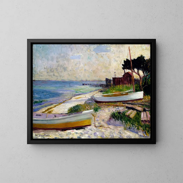 Strandscene - William James Glackens — indrammet kunstværk på væggen