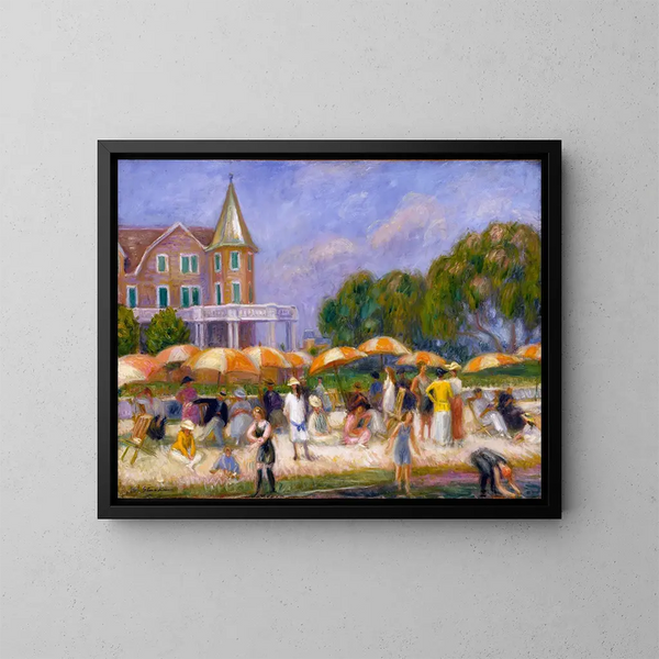 Parasols sur la plage à Blue Point - William James Glackens — indrammet kunstværk på væggen