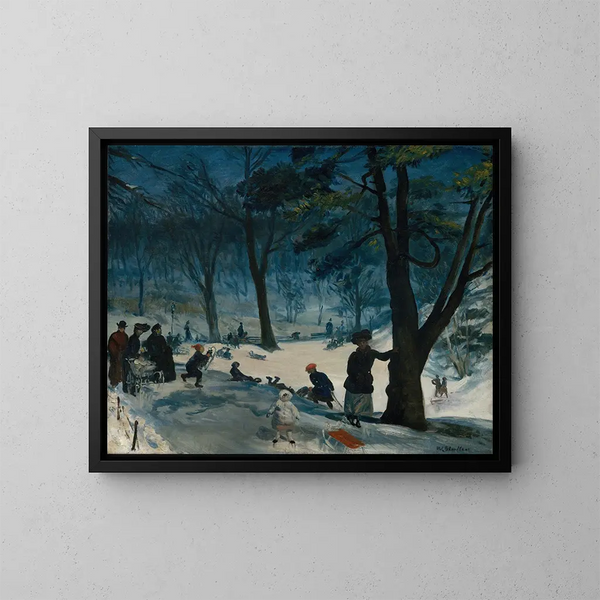 Vinter i Central Park - William James Glackens — indrammet kunstværk på væggen
