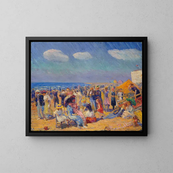 Foule ved havkanten - William James Glackens — indrammet kunstværk på væggen