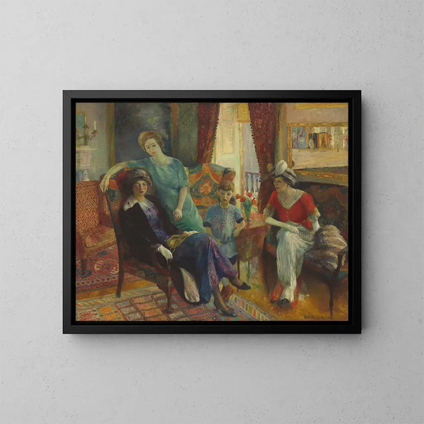 Familiegruppe - William James Glackens — indrammet kunstværk på væggen