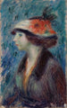 ung pige med blomsterhue - William James Glackens — visning af kunstværket