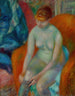 Nøgen trækker i en strømpe Nøgen med rødt hår - William James Glackens — visning af kunstværket