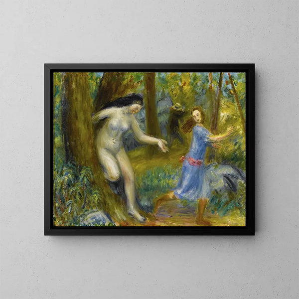 Serie af nymfepiger med en mand - William James Glackens — indrammet kunstværk på væggen