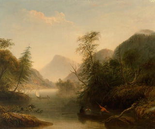William Macleod - River Landscape with Three Men in a Punt.webp