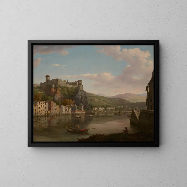 Vue de la Saône et du château de Pierre Scize, Lyon, France - William Marlow — indrammet kunstværk på væggen