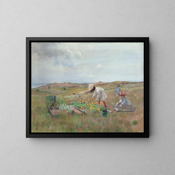 Samling af blomster, Shinnecock, Long Island - William Merritt Chase — indrammet kunstværk på væggen