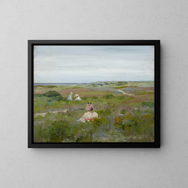 Landskabsmaleri af Shinnecock, Long Island - William Merritt Chase — indrammet kunstværk på væggen