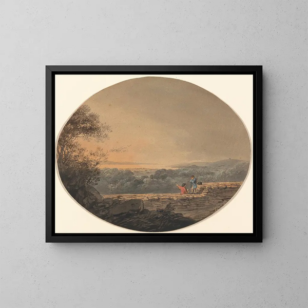 Vue lointaine af Exmouth set fra Exeter - William Payne — indrammet kunstværk på væggen