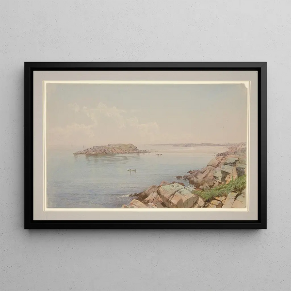 Scène sur la Baie de Narragansett - William Trost Richards — indrammet kunstværk på væggen