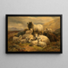 Moutons dans les Highlands écossais - William Watson — indrammet kunstværk på væggen