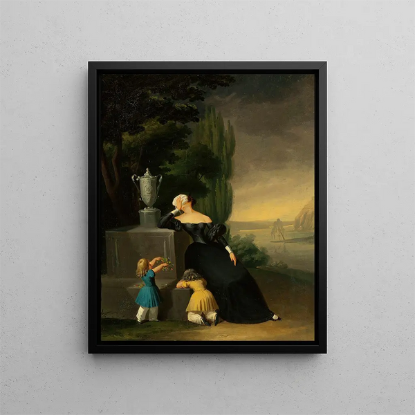 Wincenty Smokowski - Widow with a child at her husbands grave.webp