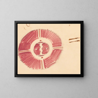 Winold Reiss - Miscellaneous small sketches for inlaid table tops Design with red geometric motif.webp