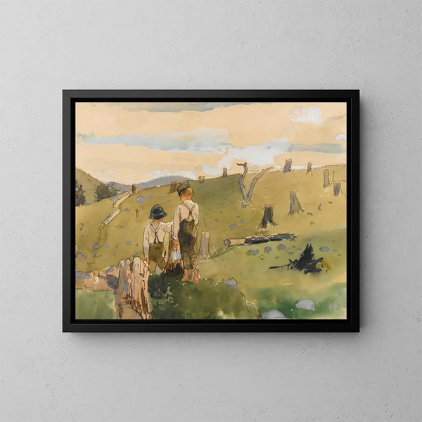 Drenge på en bakke - Winslow Homer — indrammet kunstværk på væggen