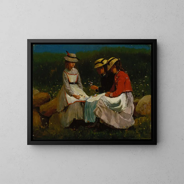 Filles dans un paysage - Winslow Homer — indrammet kunstværk på væggen