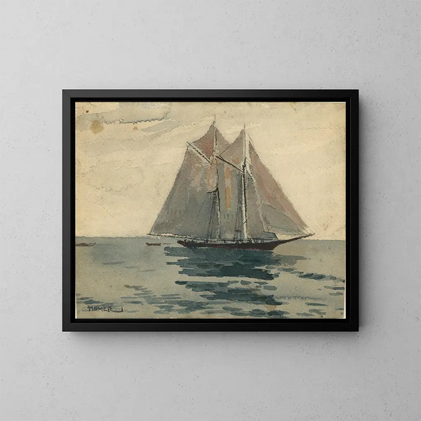 Schooner de Gloucester - Winslow Homer — indrammet kunstværk på væggen