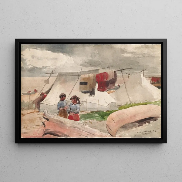 Camp indianer Roberval PQ - Winslow Homer — indrammet kunstværk på væggen