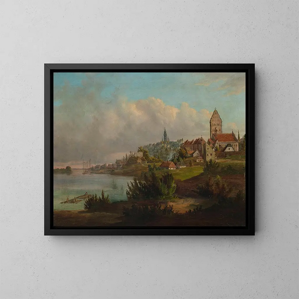 Vue af den gamle by og den nye by set fra nord - Wojciech Gerson — indrammet kunstværk på væggen