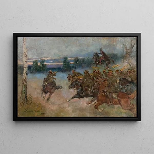 Charge de cavalerie - Wojciech Kossak — indrammet kunstværk på væggen