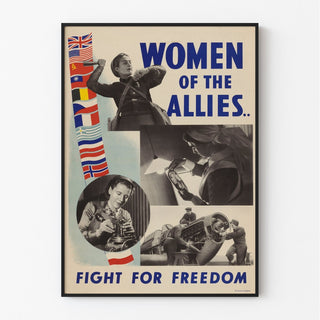 Women of the Allies - Affiche Vintage Seconde Guerre Mondiale