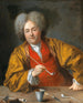 En elegant herre, der holder en pibe - Jean-Baptiste Santerre's værksted — visning af kunstværket