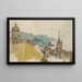 Vue d'une ville fortifiée dans un paysage fluvial - Atelier du Maître LCz — indrammet kunstværk på væggen