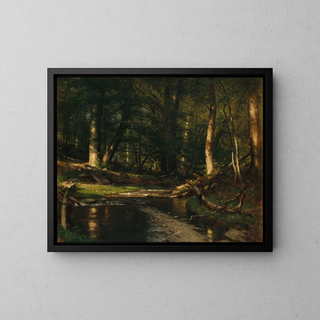 Le ruisseau dans les bois - Worthington Whittredge — indrammet kunstværk på væggen
