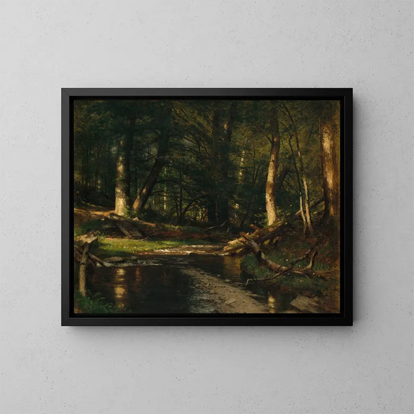 Le ruisseau dans les bois - Worthington Whittredge — indrammet kunstværk på væggen