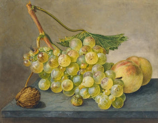 Wybrand Hendriks - A Bunch Of Grapes A Nut And Two Peaches.webp