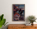 Vintage plakat Bretagne – Belle-Île-en-Mer, Bretagne, indrammet over en trækommode mellem planter.