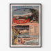 Bretagne-vintageplakat – Plages de Bretagne, jernbaner, vist i en tynd ramme på en lys væg.