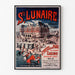 Vintage plakat Bretagne – Saint-Lunaire, havbade, vist i en tynd ramme på en lys væg.