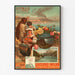 Jernbaneplakat – Italien via St. Gotthard, 1892, vist i en tynd ramme på en lys væg.