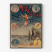 Vintage cirkusplakat Miss Stena, Absalons nedstigning, vist i en tynd ramme på en lys væg.