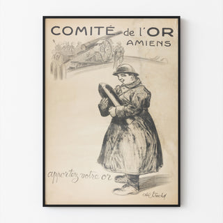 Historisk plakat – Amiens, Comité de l’Or – Abel-Truchet, vist i en tynd ramme på en lys væg.