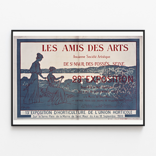 Plakat Les Amis des Arts — Saint-Maur-des-Fossés, vist i en tynd ramme på en lys væg.