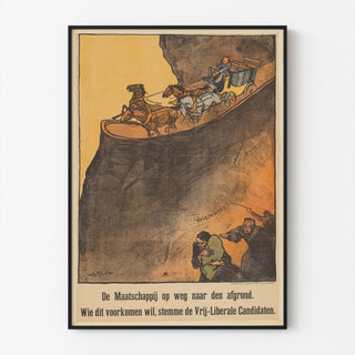 Vintage politisk plakat – Liberale valg, 1918 – Sluiter, i en tynd ramme på en lys væg.
