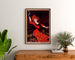 Vintage reklameplakat Absinthe Ducros, indrammet over en trækommode, mellem planter.