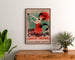 Vintage-reklameplakat Champagne Damery-Épernay, indrammet over en trækommode mellem planter.